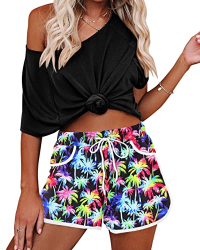 Image of For G and PL Women Summer Floral Beach Boardshorts with Pockets Swim Trunks
