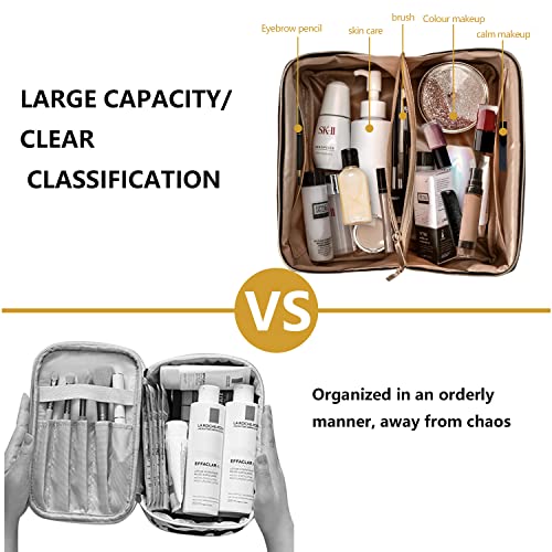 Rlokosfb Makeup Bag With Handle And Divider,Large Capacity Waterproof Cosmetic Bag,Large Wide-Open Pouch For Women Purse For Makeup Brushes Travel Accessories For Women' Day Gifts #TOP3