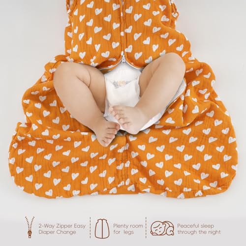 Image of david's kids Muslin Cotton Baby Sleep Sack 0-6 Months, 2 Pack 100% Cotton Sleeping Bag for Summer, TOG 0.5 Baby Wearable Blankets with 2-Way Zipper, Soft Sleep Sacks for Newborn Infant, Rainbow