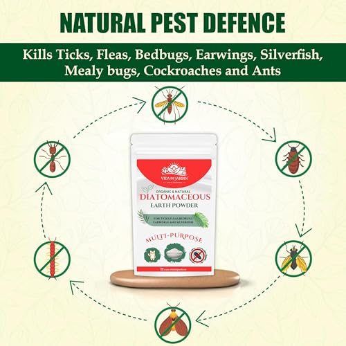Image of Organic Diatomaceous Earth Powder, Multi-Purpose Pest Control for Ticks, Fleas, Bedbugs, Earwigs and Silverfish (1800 g, pack of 2)