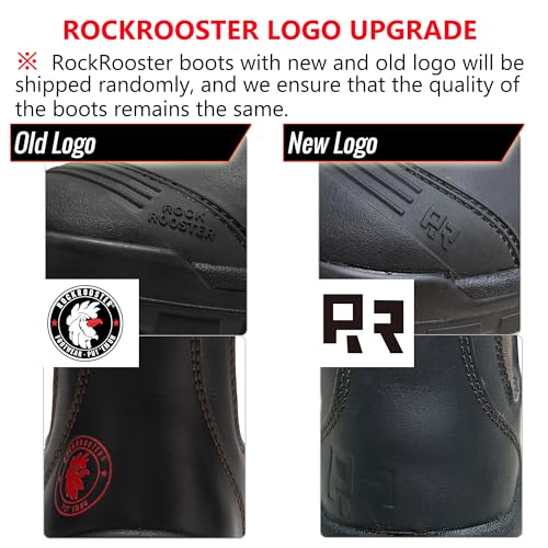 ROCKROOSTER Bakken - 6 inch Steel Toe Anti-fatigue Leather Slip On Safety Work Boots for Men AK229 (EH Rated Rubber Outsole, Dark Brown)4