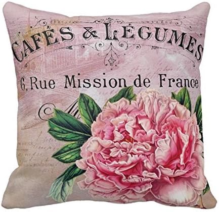 Pillow Cover Peony Vintage Print Custom Zippered Pillow Cushion Case Throw 20"x20" Twin Sides