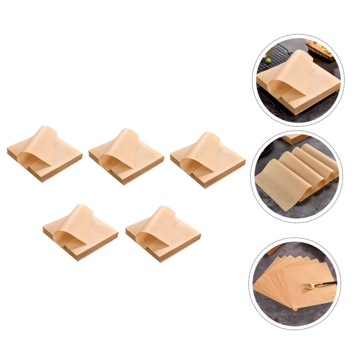 Alipis Carta da Forno Non Adesiva in Carta Kraft Khaki 500 Fogli Assorbente Olio per Fritti e Cottura, per Friggitrici e Cucina Compatta
