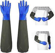 Roysmart Guantes de estanque largos, resistentes al agua, resistentes a soluciones ácidas y alcalinas, guantes de poliuretano con chorro de arena, resistentes a ácidos y álcalis, color azul