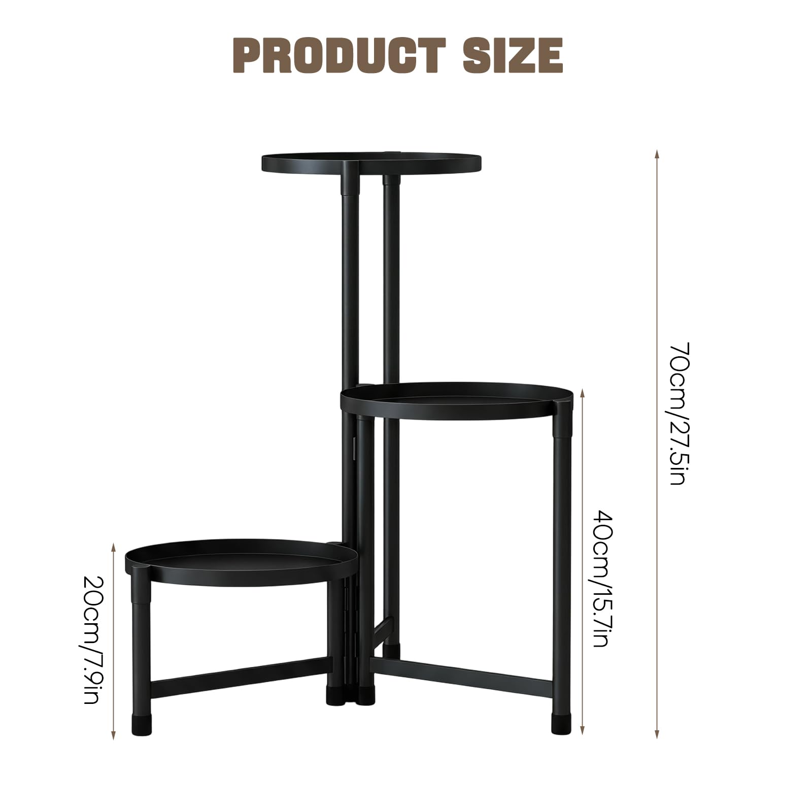 Soporte de metal para plantas de 3 niveles, soporte para flores, soporte de metal negro, soporte para plantas de interior con varios estantes, mesa para plantas de interior y exterior, jardín