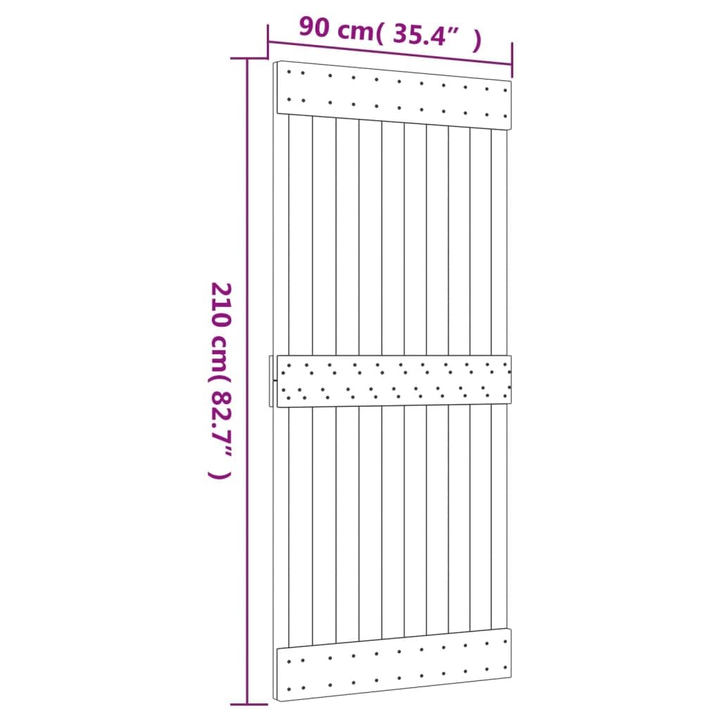 Porte 90x210 cm Bois Massif de Pin Panneau Suspendu en Bois Porte Interieur Bois Porte Bois Porte Coulissante Bois Porte Coulissante sur Rail Porte de Grange Meuble Porte Coulissante