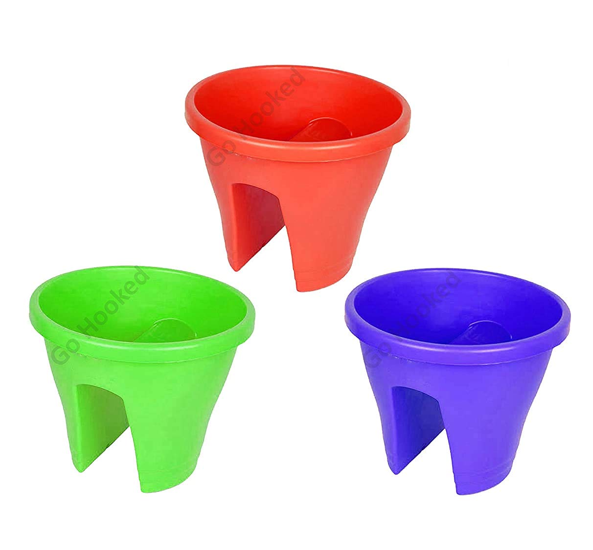 Go Hooked Plastic Railing Flower Pot, Multicolour, 12 inch, 3 Pieces (B083ZD5VP2) Amazon Price History, Amazon Price Tracker