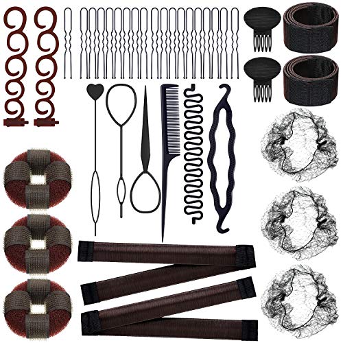 20 Pieces Hair Styling Accessories Hair Styling Braiding Tools Bun Maker Hair Ponytail Twist Tools for Girls Women DIY Hair Styles Favors