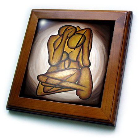 3dRoseft_18236_1 Couple Abstract Lovers Framed Tile, 8 by 8