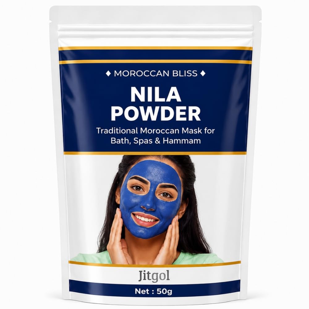 Moroccan Nila Powder For Face - 100% Natural Blue Powder for Skin Brightening, Tan Removal & Detox (50g) | Traditional Moroccan Hammam Beauty Treatment For Face & Body Care-image-39