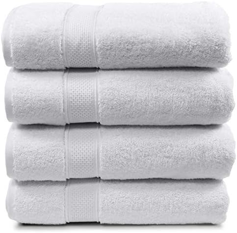 Maura Luxurious Extra Large Turkish Bath Towel Sets 4pc - Ultra Soft, Thick, Plush & Highly Absorbent Premium Hotel & Spa Quality Oversized Cotton Towels for Adults - Enhance Your Bathroom - White