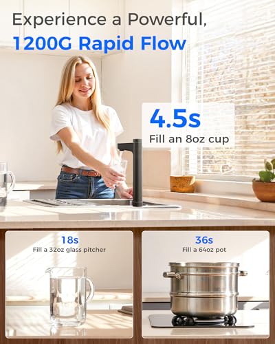 Image of Waterdrop X12-WAB Alkaline Mineral Reverse Osmosis System, 1200 GPD | NSF /ANSI 42 & 58 & 372 Certified, 11-Stage Filtration, Tankless RO Filter, 3:1 Pure to Drain, Smart Black Faucet, BPA-Free