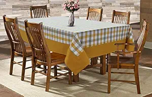 AIRWILL Cotton Checkered Pattern 6 Seater Table Cloth Pack of 1 pc (Yellow)