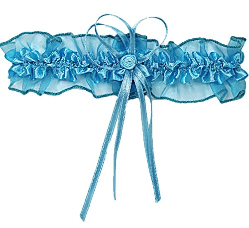 Süßer Braut Strumpfband mit Schleifchen, Röschen, Blümchen, Perlchen viele Muster Hochzeit Neu Strumpfbänder (bis 60 cm, grüntürkis)