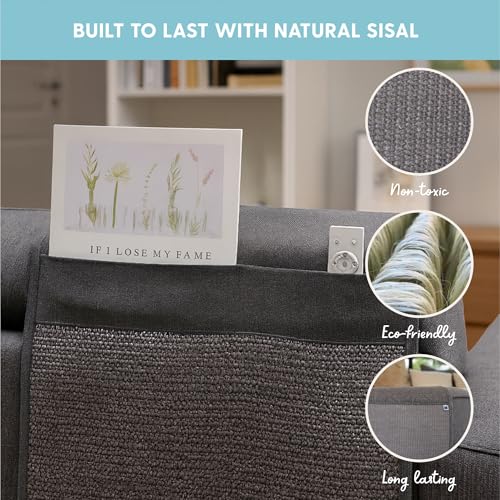 Image of The Cat Ladies Cat Scratch Furniture Protector Mat - Couch Protector from Claws - Anti Scratch Furniture Protectors from Cats Scratching - Sisal Scratcher Pad with Pocket - Dark Grey
