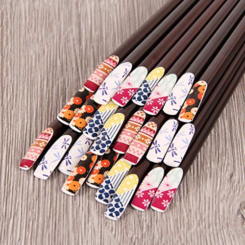 UPKOCH Chopsticks de madeira/madeira reutilizáveis feitos à mão para jantar chinês japonês 5 pares