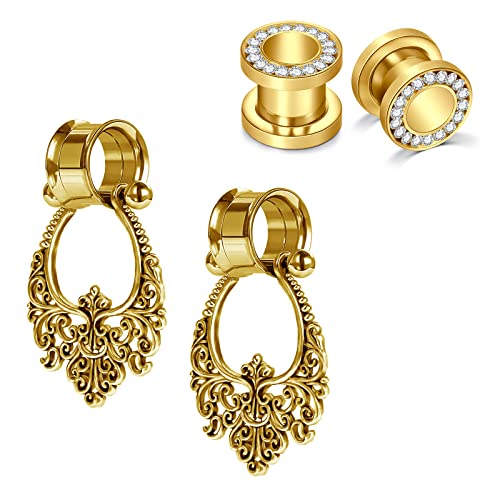 VF VFUN Acier Chirurgical Bouchons d'Oreille Tunnels Jauge d'Oreille Pendante Civières d'Oreille Perçage Corporel Extenseurs 12mm Cover