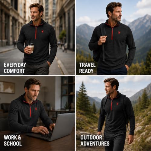 Image of Spyder Mens Quarter Zip Pullover Sweatshirt - Dry Fit Quarter Zip Hoodie