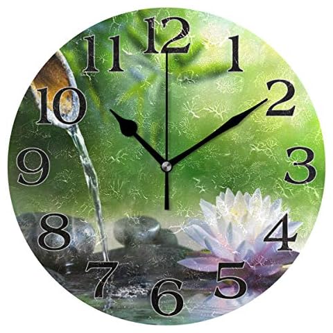 linomo - Reloj de Pared de Piedra Japonesa con diseño de Flores Cover