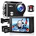 4K Action Cam Wifi, 30M Fotocamera Subacquea, HD 170 ° Grandangolo Videocamera, con Telecomando, EIS Stabilizzazione, 2 Batterie, borsa per il Nuoto/Immersioni/Arrampicata/Bicicletta Accessori