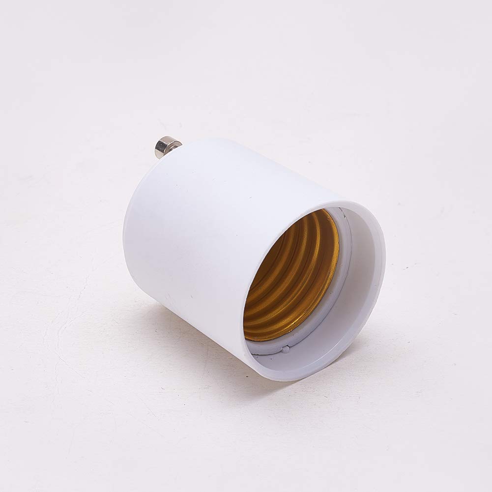 Bettomshin 10Pcs GU24 to E26 Lamp Bulb Holder, PBT Light Lamp Bulb Socket Adapter Heat Resistant for LED Fluorescent Bulb Replacements Lampholder White