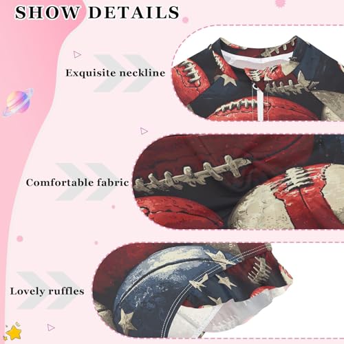 ALAZA Rugby Ball Star American Football Girls One Piece Swimsuit Long Sleeve Rash Guard Swimsuits UV 50+ Swimwear Zipper4