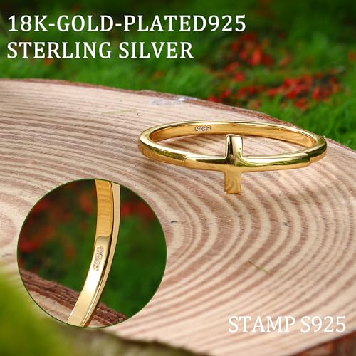 18K Gold Plated Cross Ring 925 Sterling Silver Rings Wedding Band for Women Cubic Zirconia Jewelry Promise Bands Gold Rings for Her Trendy CZ Accessories Statement Rings Size 6 to 104