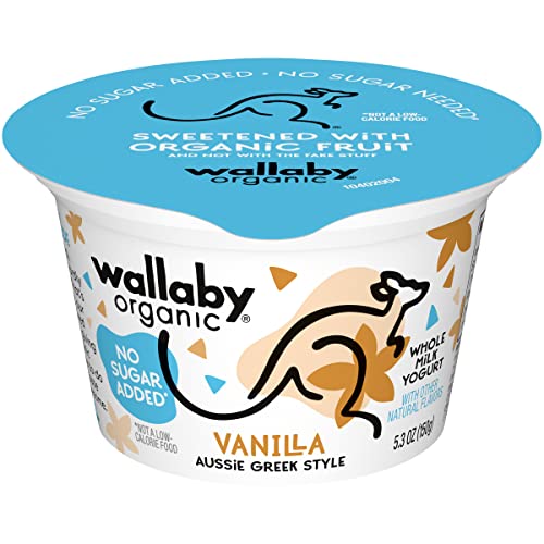 Wallaby Organic Aussie Greek Yogurt, No Sugar Added, Vanilla Chai, 5.3 Oz. Usda Organic #TOP1