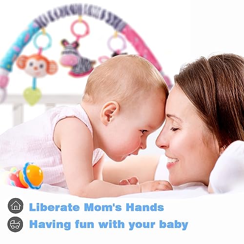 Image of Pau1Hami1ton Baby Stroller Arch Toys, Car Seat Toys,Bouncer Toy Bar /Mobile for Bassinet,Adjustable Baby Hanging Toys Fit for Crib Bed,Stroller,Car Seat.S-19(Pink Zebra)