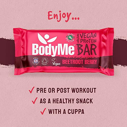 BodyMe Organic Vegan Protein Bar | Raw Beetroot Berry | 12 x 60g Protein Snack Bars | Gluten Free | 16g Complete Protein | 3 Plant Proteins with All Essential Amino Acids | High Protein Vegan Snacks - Image 5