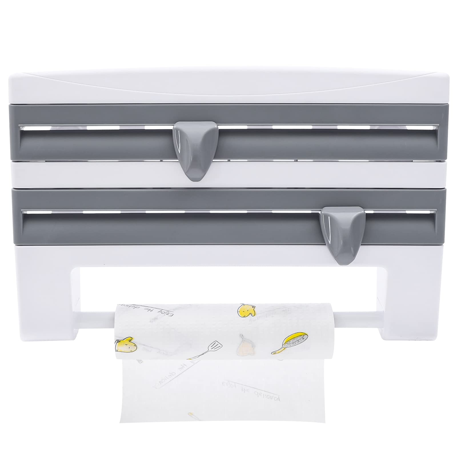 Portarotolo da parete da cucina, 3 in 1, adatto per organizzare rotoli di carta, pellicola di alluminio, pellicola trasparente