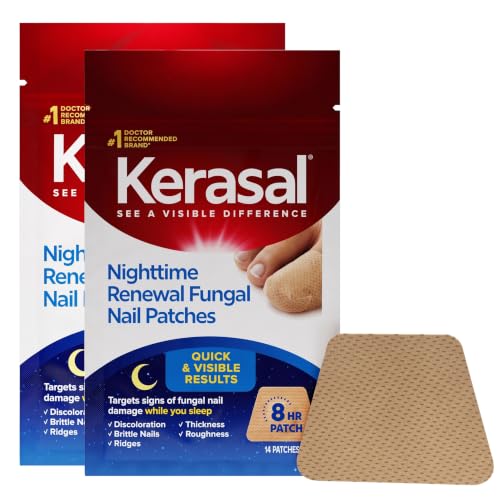 Kerasal Nighttime Nail Renewal Patches - 14 Patch - Overnight Restoring Nail Repair (Pack of 4)