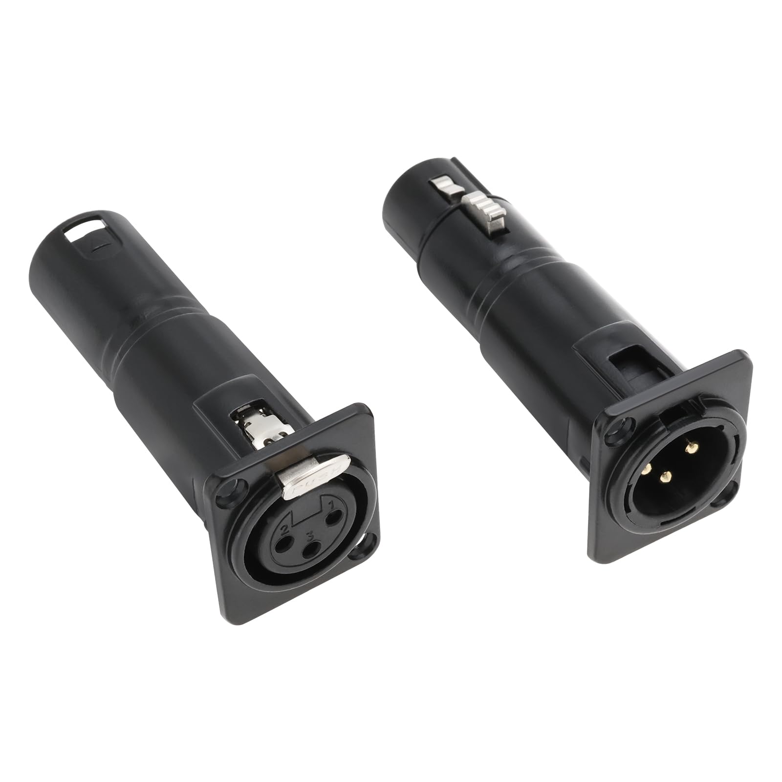 Create idea 2 Pcs 3Pin XLR Male to Female Microphone Connector Female to Male Straight Panel Converter for Mixers and Audio Devices Black