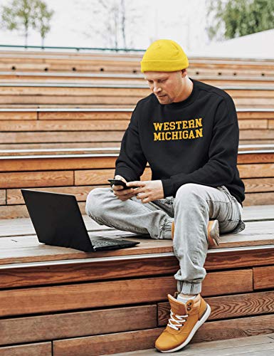 CreateMyTee | Western Michigan Block Letters One Color Crewneck Sweatshirt |3