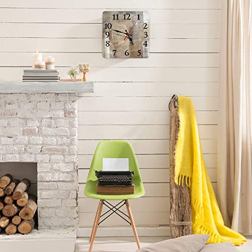 Wall Clock, Square Silent Non Ticking Clock 12 Inch, Contemporary Brown Beige Grey Home Decor For Living Room, Bathroom, Bedroom, Kitchen, Office And School #TOP1