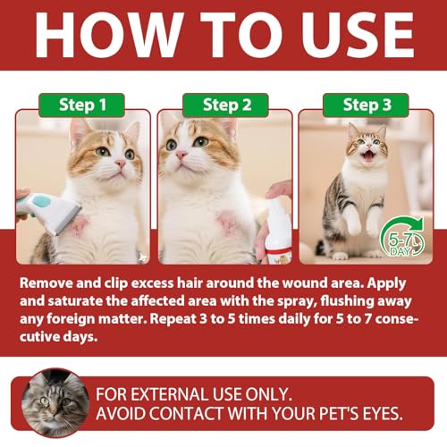 Hot Spot Itch Relief Spray Für Katzen Anti-Itch Hot Spot Behandlung, Haustier Wundpflege Spray Für Haut Juckende,Gereizte Haut,Allergie,Hautausschläge,Feuchtigkeitsspender Trockene Haut,Juckende Ohren