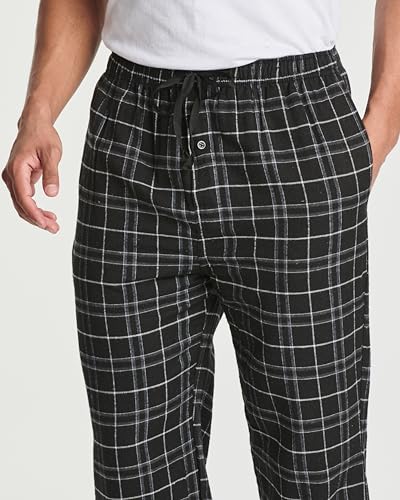 Real Essentials 3 Pack: Men's Pajama Pants - Knit Cotton Flannel Plaid Lounge Bottoms (Available In Big & Tall) - Set 2, 3X4