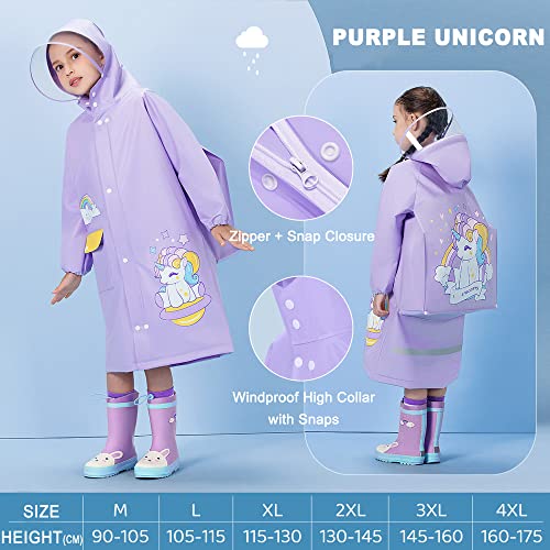 Toddler Raincoats for Girls Boys Hooded Rain Poncho Waterproof Kids Raincoat Children Toddler Rain Wear XL Size2