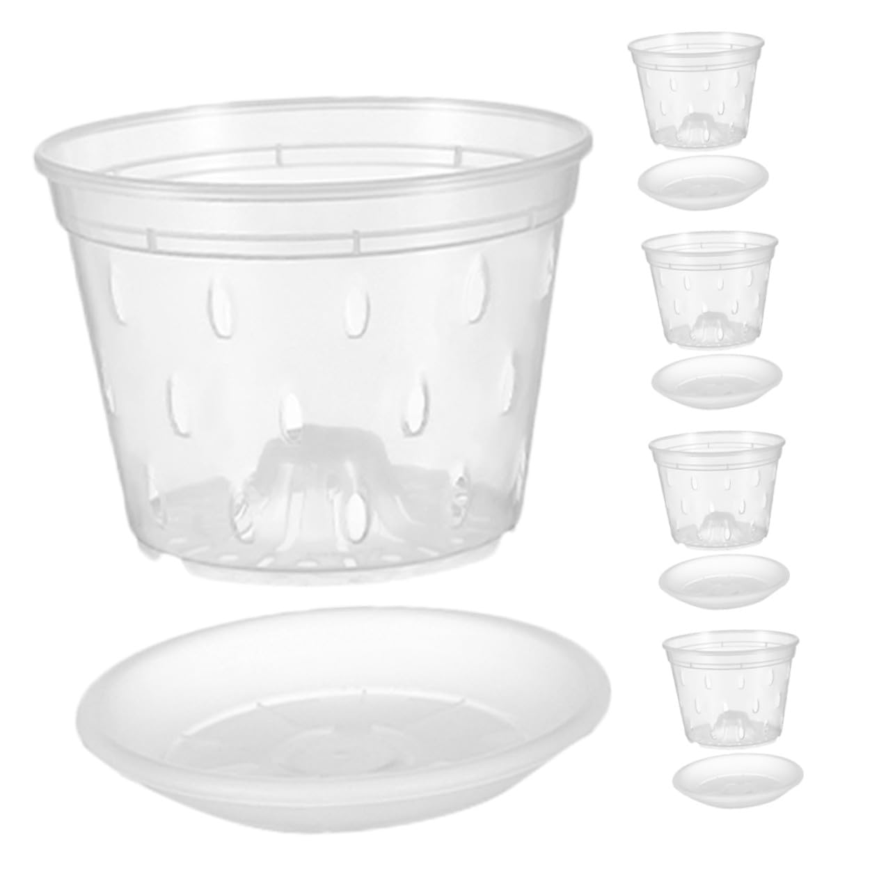 Pots transparents pour orchidées avec fentes de drainage et plastique rigide