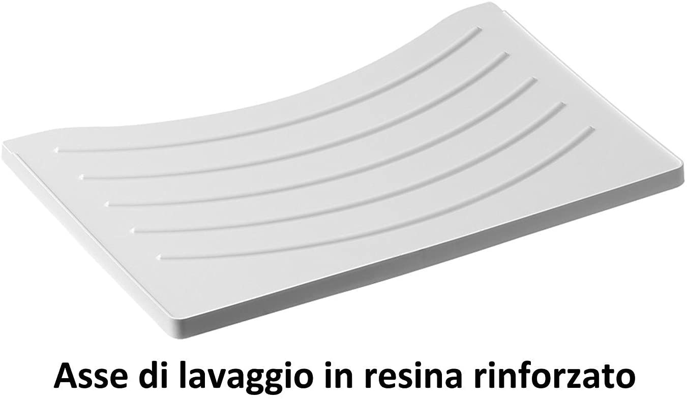 Negrari Lavatoio in Resina PVC per ambienti umidi, Resistente nel tempo, Kit di scarico incluso, L60 x P50 x H85, Bianco