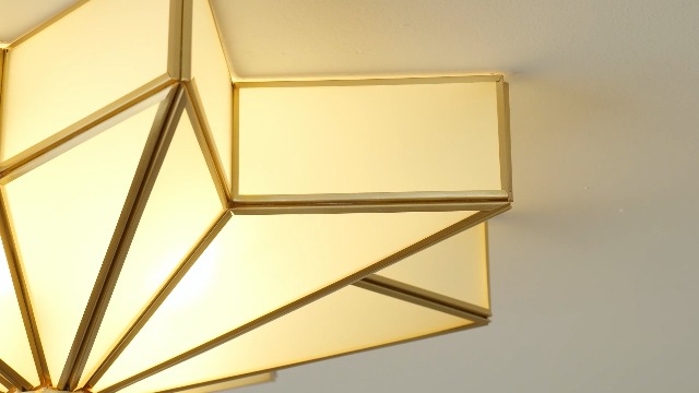 Image of Star Flush Mount Ceiling Light: 20 Inch Brass Milk Glass Lighting Fixture