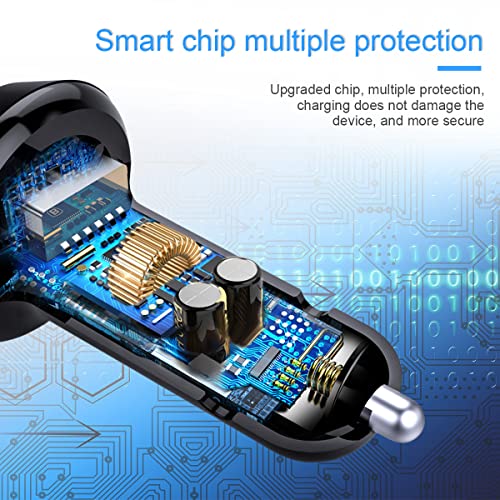 Quick Charge Car Charger, Dual Ports Car Charger Adapter With Stretchable Cable And 3 In 1 Fast Charging Cord For Iphone 13/Pro Max/Pro, 12/11, Samsung Galaxy, Ipad, Camera For Most Cars (Black) #TOP2