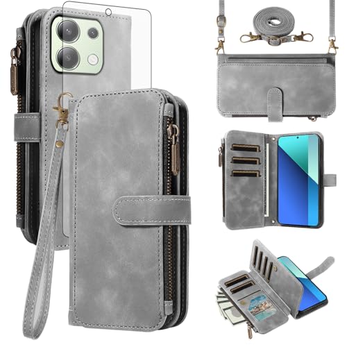 Case Xiaomi Redmi Note 13 4G portefeuille femme avec vitre protection écran