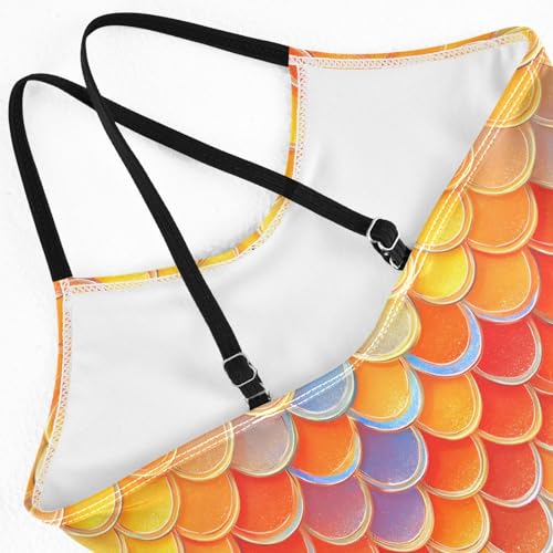 senya Girls Swimsuits One-Piece Swimwear Tie Bathing Suit Beach Summer Round Neck 9-10T Colored Scales Pattern4