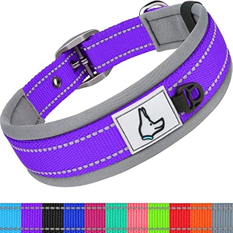Taglory Dog Collar, Reflective Dog Collars Padded with Soft Neoprene, Adjustable Wide Nylon Pet Collar for Large Dogs, Purple Cover
