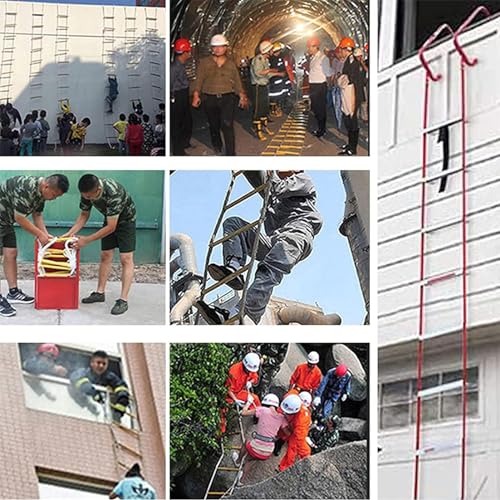 Corde de secours avec mousqueton et échelons ignifuges de 7,5 m - 2