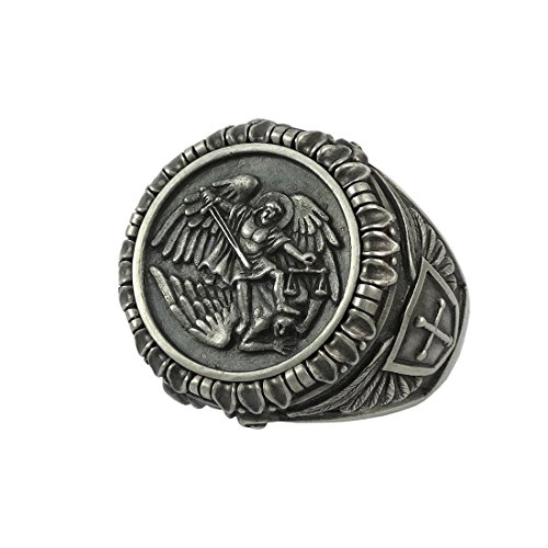 Saint St. Michael The Archangel Sterling Silver 925 Mens Ring Handcrafted #TOP3