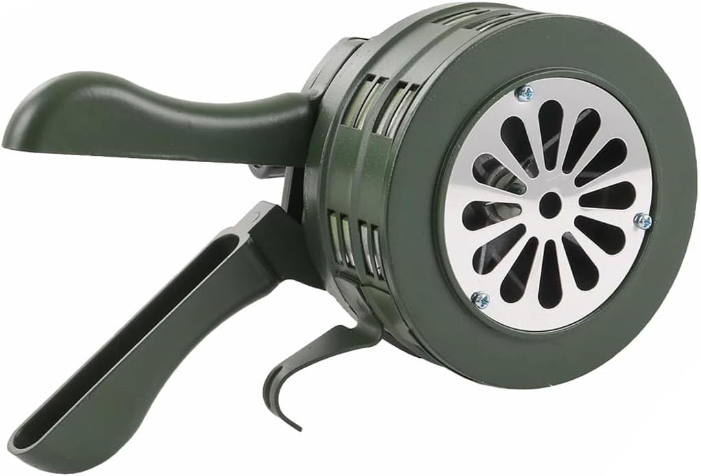 Aluminum Alloy Hand Crank Alarm Manual Crank Siren Horn 110DB Lound Security Industrial Air Raid Siren for Emergency Safety, Sudden Fires (Green)