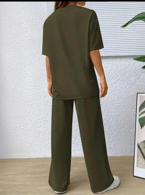 Image of My Swag Women's Cotton Loungewear Set, T-Shirt and Pants Coordinates, Casual Wear