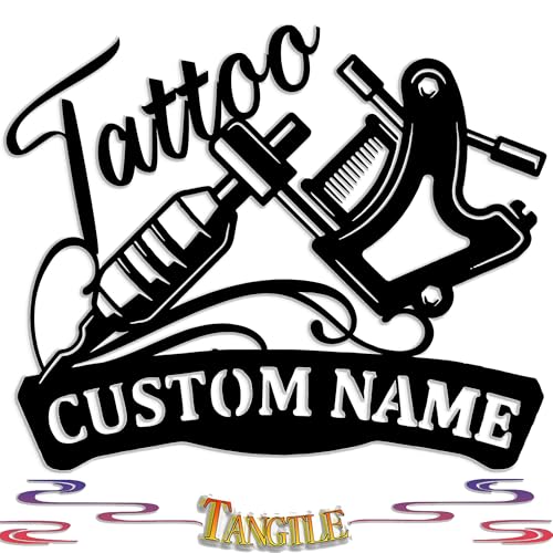 Gotstorms Custom Tattoo Studio Name Metal Wall Sign, Tattoo Artist Gift, Tattoo Metal Wall Decor,Gift For Tattoo Lovers,Man Cave Decor, Personalized Tattoo Shop Metal Wall Art with LED Lights